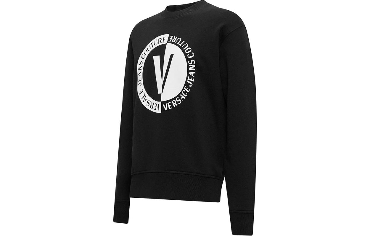 Shop 范思哲牛仔高级定制 FW23 标志印花卫衣 黑色 75GAIG06-CF00G-899