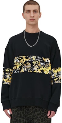 VERSACE JEANS COUTURE FW23 Printed Crewneck Sweatshirt Black Mens Casualwear 74GAI309-FS063-G89 Purchase VERSACE JEANS COUTURE FW23 Printed Crewneck Sweatshirt Black Mens Casualwear 74GAI309-FS063-G89