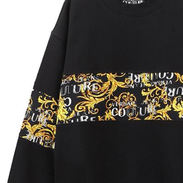 Details for VERSACE JEANS COUTURE FW23 Printed Crewneck Sweatshirt Black Mens Casualwear 74GAI309-FS063-G89