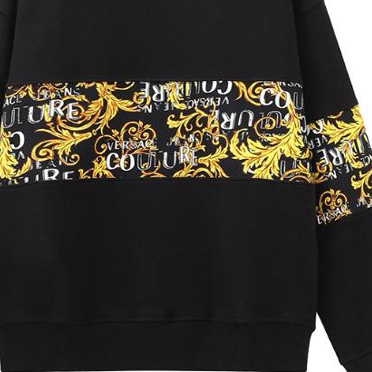 Sizing VERSACE JEANS COUTURE FW23 Printed Crewneck Sweatshirt Black Mens Casualwear 74GAI309-FS063-G89