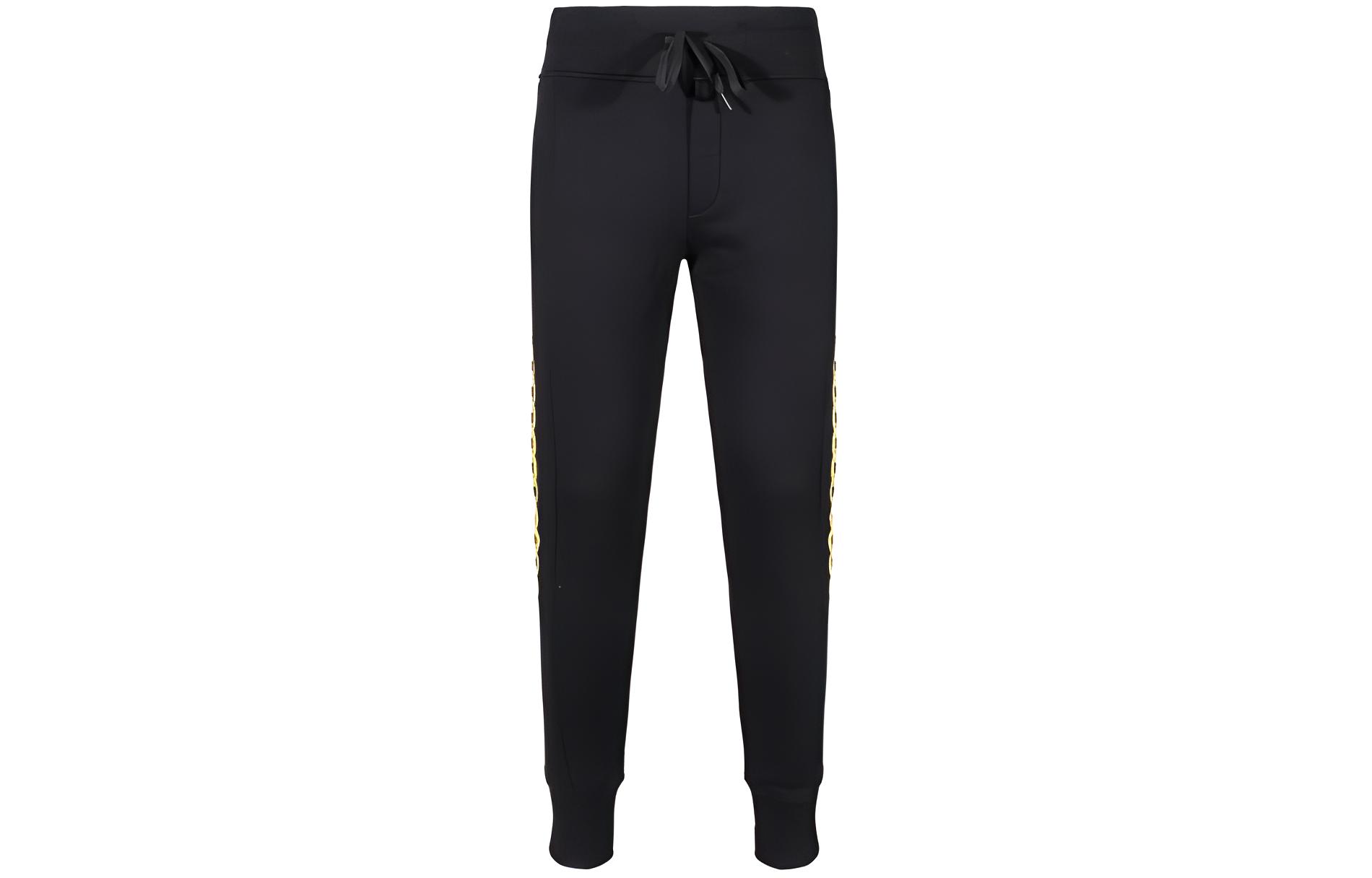 VERSACE JEANS COUTURE FW23 Printed Drawstring Jogger Pants Black Mens. 75GAAF01-CF00F-G89