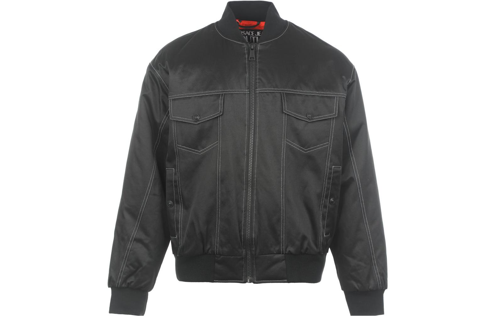 VERSACE JEANS COUTURE FW23 Solid Zip-Up Casual Jacket Black 75GASD18-CQD22-899