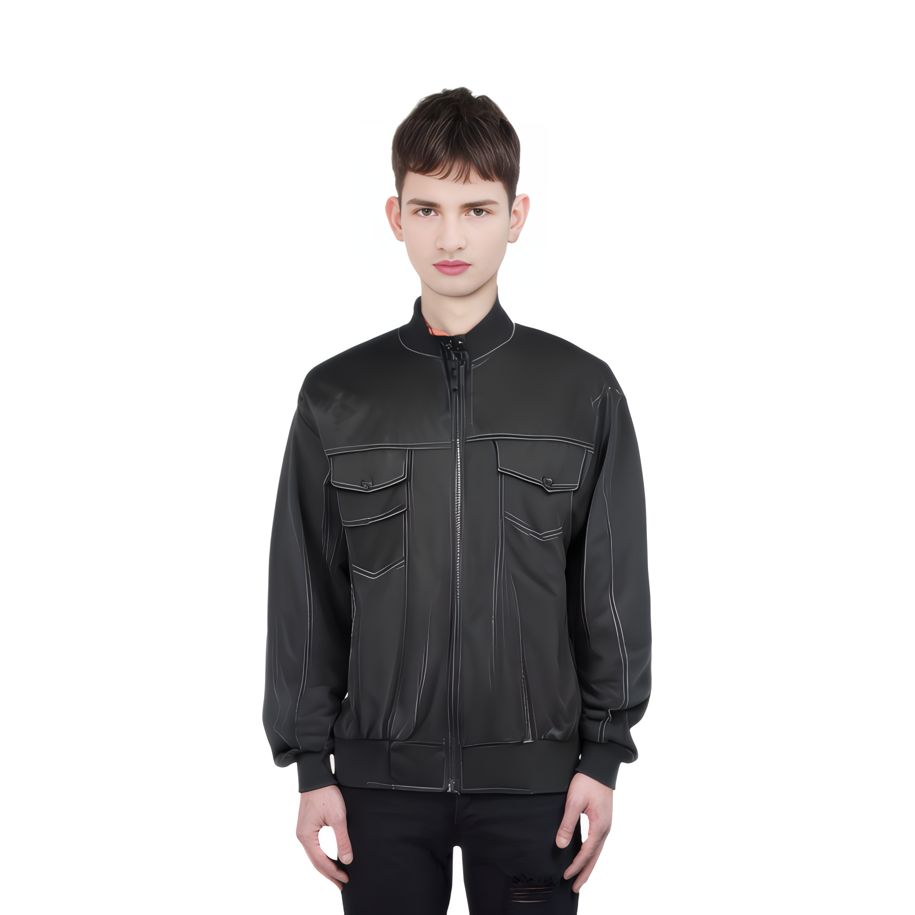 Cheap VERSACE JEANS COUTURE FW23 Solid Zip-Up Casual Jacket Black 75GASD18-CQD22-899