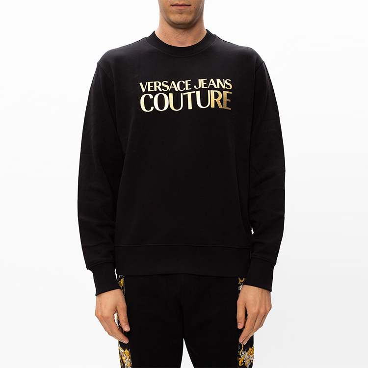 Purchase VERSACE JEANS COUTURE 金色標誌黑色套頭衛衣 B7GZA7TQ-30318-K42