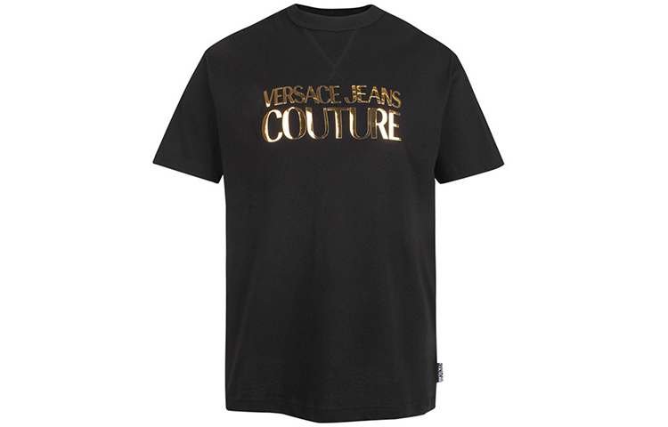 VERSACE JEANS COUTURE Gold Logo T-Shirt Black B3GVA7EA-30311-K42