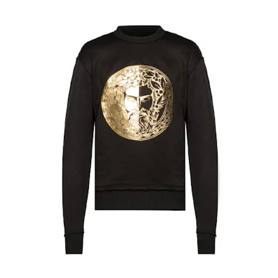 Versace Jeans Couture Gold Print Crew Neck Sweatshirt Black B7GVA7GC-30325-K42