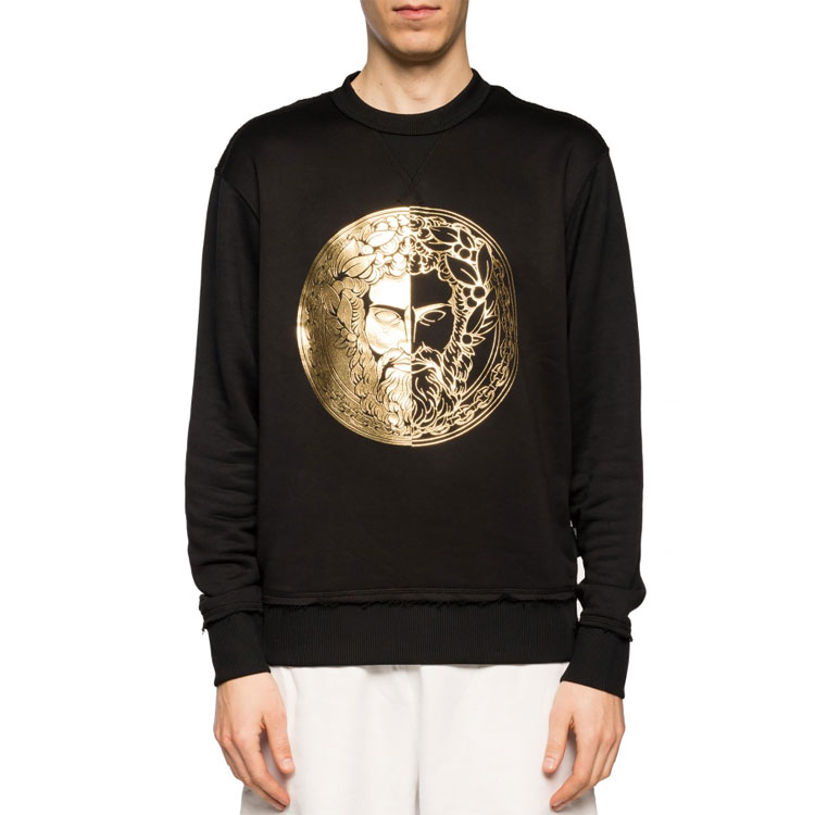 Shop Sudadera Negra Versace Jeans Couture Cuello Redondo con Estampado Dorado. B7GVA7GC-30325-K42