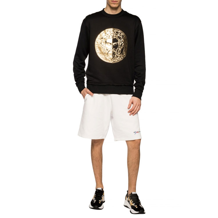 Details for Sudadera Negra Versace Jeans Couture Cuello Redondo con Estampado Dorado. B7GVA7GC-30325-K42