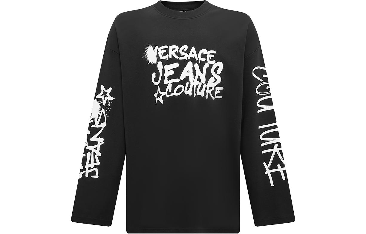 Order VERSACE JEANS COUTURE Graffiti Logo Streetwear  Crewneck Sweatshirt Black 75GAHT17-CJ02O-899