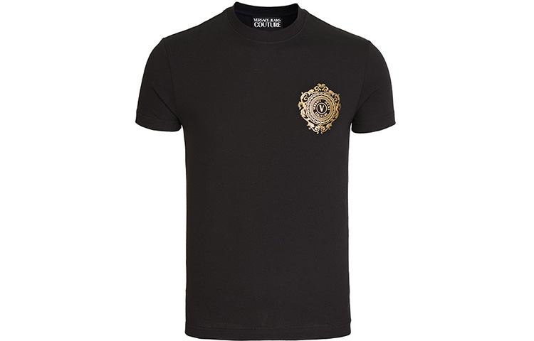 VERSACE JEANS COUTURE Graphic Logo Black Crew Neck T-Shirt Gift Idea B3GWA71F-30454-K42