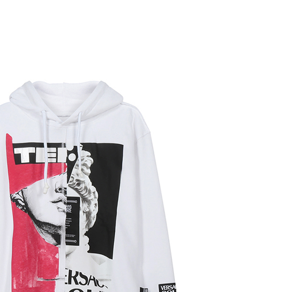 Sizing 范思哲牛仔高级定制白色图案印花连帽衫 B7GVA7KF-30328-003