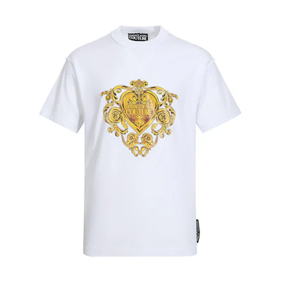 Versace Jeans Couture Heart Graphic White T-Shirt for Men B3GVB7EA-30311-K41