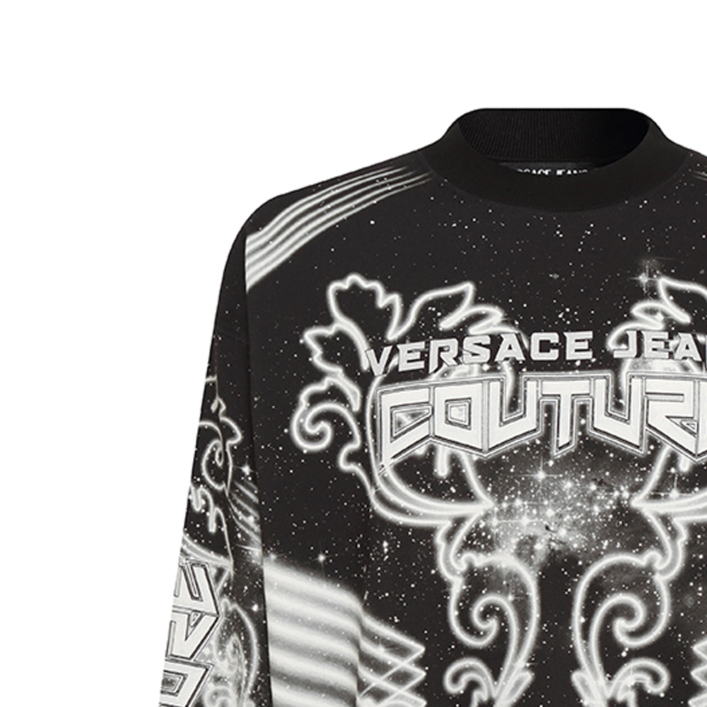 VERSACE JEANS COUTURE Letter Galaxy Black Crewneck Pullover Sweatshirt Men’s. 73GAI3OG-FS054-M89 圖 5