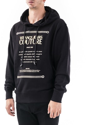 ヴェルサーチ ジーンズ クチュール レターロゴ ゴールドトリム フーディー ブラック メンズ B7GZA7TP-30318-K42 Sizing ヴェルサーチ ジーンズ クチュール レターロゴ ゴールドトリム フーディー ブラック メンズ B7GZA7TP-30318-K42