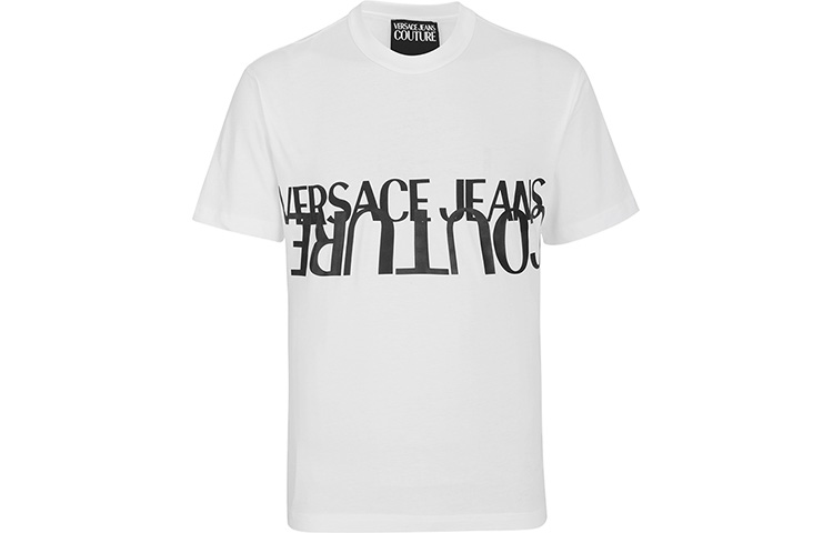 VERSACE JEANS COUTURE Letter Print Crewneck Tee White Gift Recommended B3GZA7KB-30327-003