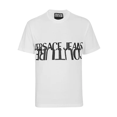 VERSACE JEANS COUTURE Letter Print Crewneck Tee White Gift Recommended B3GZA7KB-30327-003