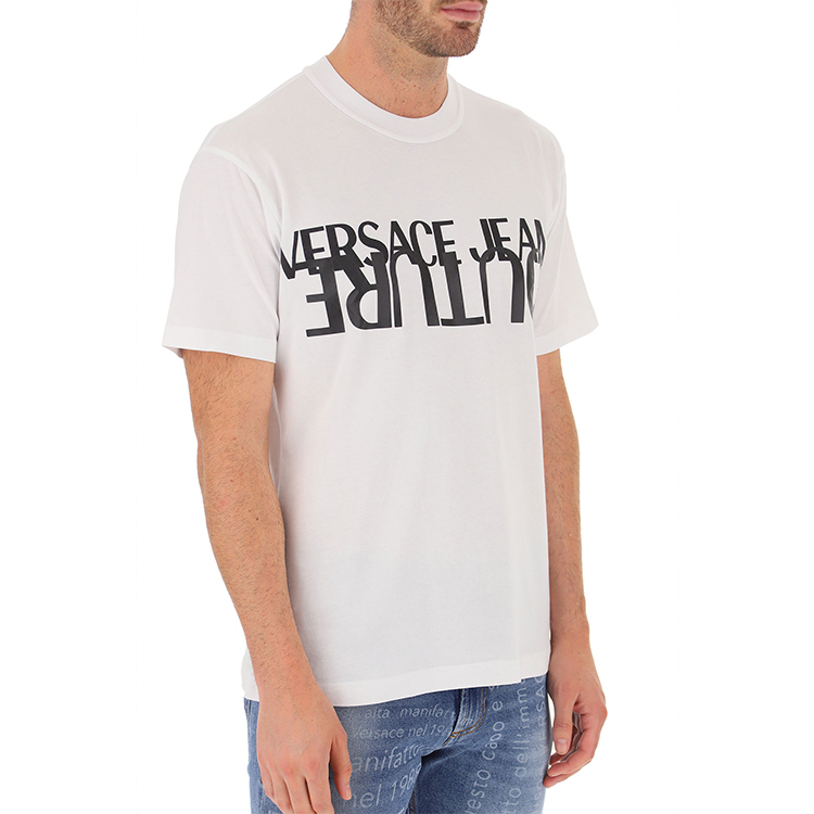 Details for VERSACE JEANS COUTURE Letter Print Crewneck Tee White Gift Recommended B3GZA7KB-30327-003