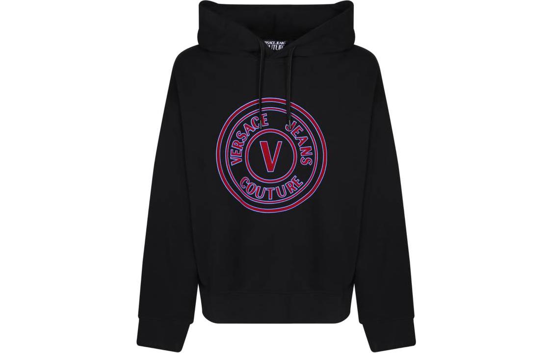 VERSACE JEANS COUTURE Letter Print Hoodie Black  Casual Sweatshirt 75GAII04-CF00I-899