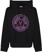 VERSACE JEANS COUTURE Letter Print Hoodie Black Casual Sweatshirt 75GAII04-CF00I-899 VERSACE JEANS COUTURE Letter Print Hoodie Black Casual Sweatshirt 75GAII04-CF00I-899