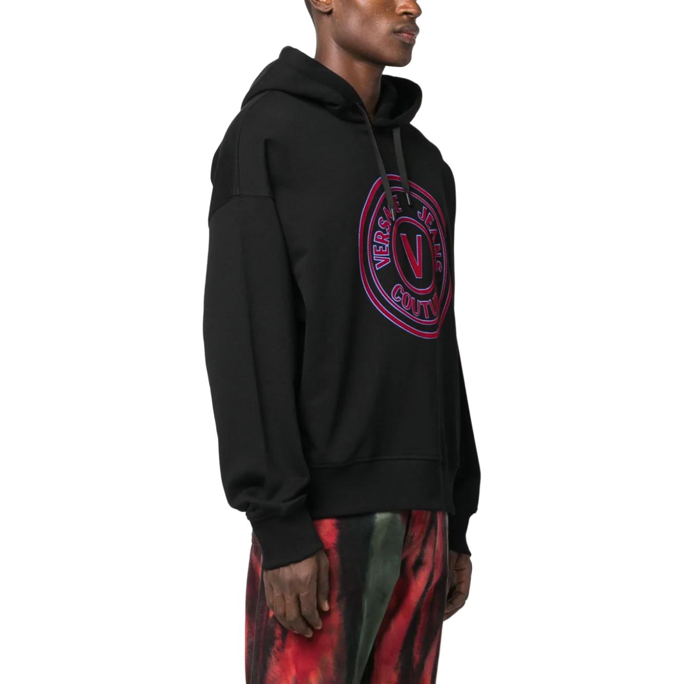 Details for 베르사체 진즈 쿠튀르 레터 프린트 후디 블랙 캐주얼 스웻셔츠 75GAII04-CF00I-899