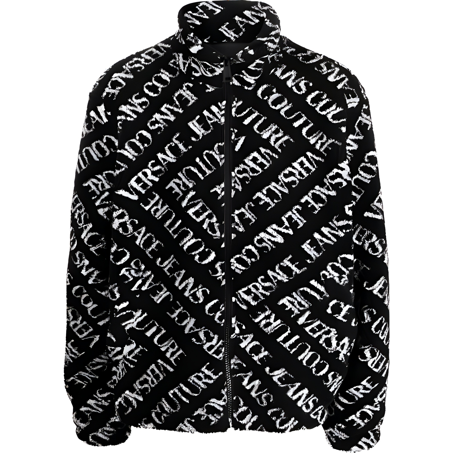 Versace Jeans Couture Letter Print Zip-Up Jacket Black  Outerwear 75GAS411-U0013-899