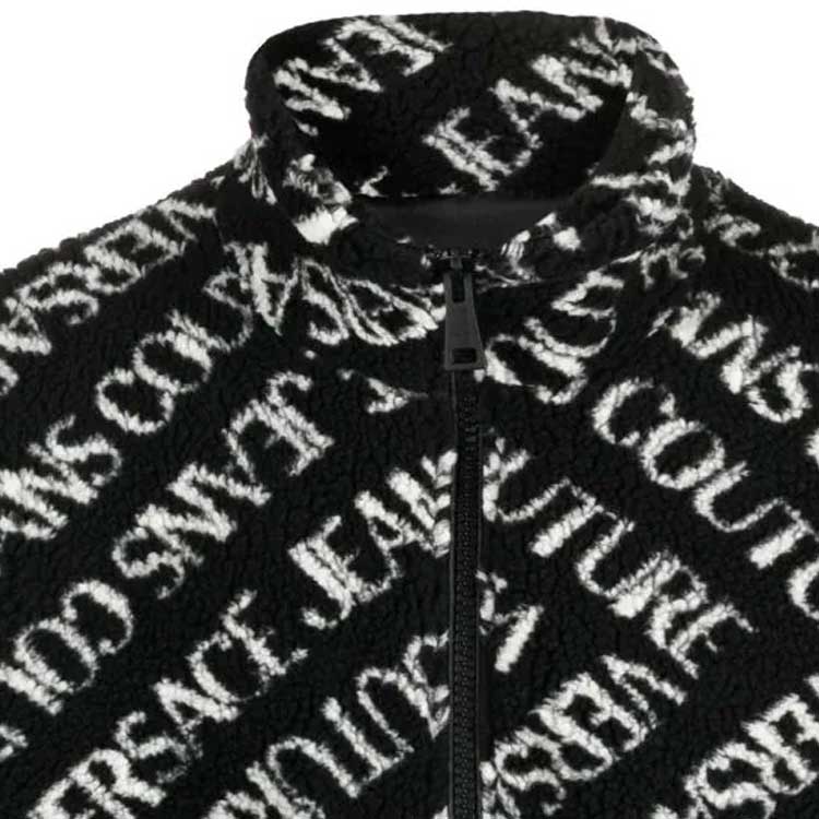 Sizing Versace Jeans Couture Letter Print Zip-Up Jacket Black  Outerwear 75GAS411-U0013-899