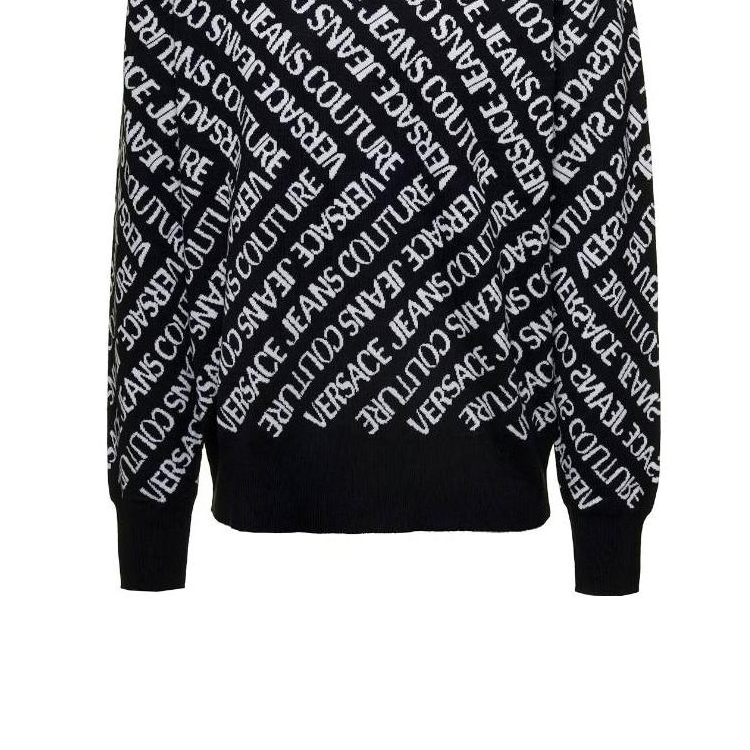 Purchase VERSACE JEANS COUTURE Logo Crewneck Pullover Long Sleeve Sweatshirt Black 75GAFM11CM2-9NA0E