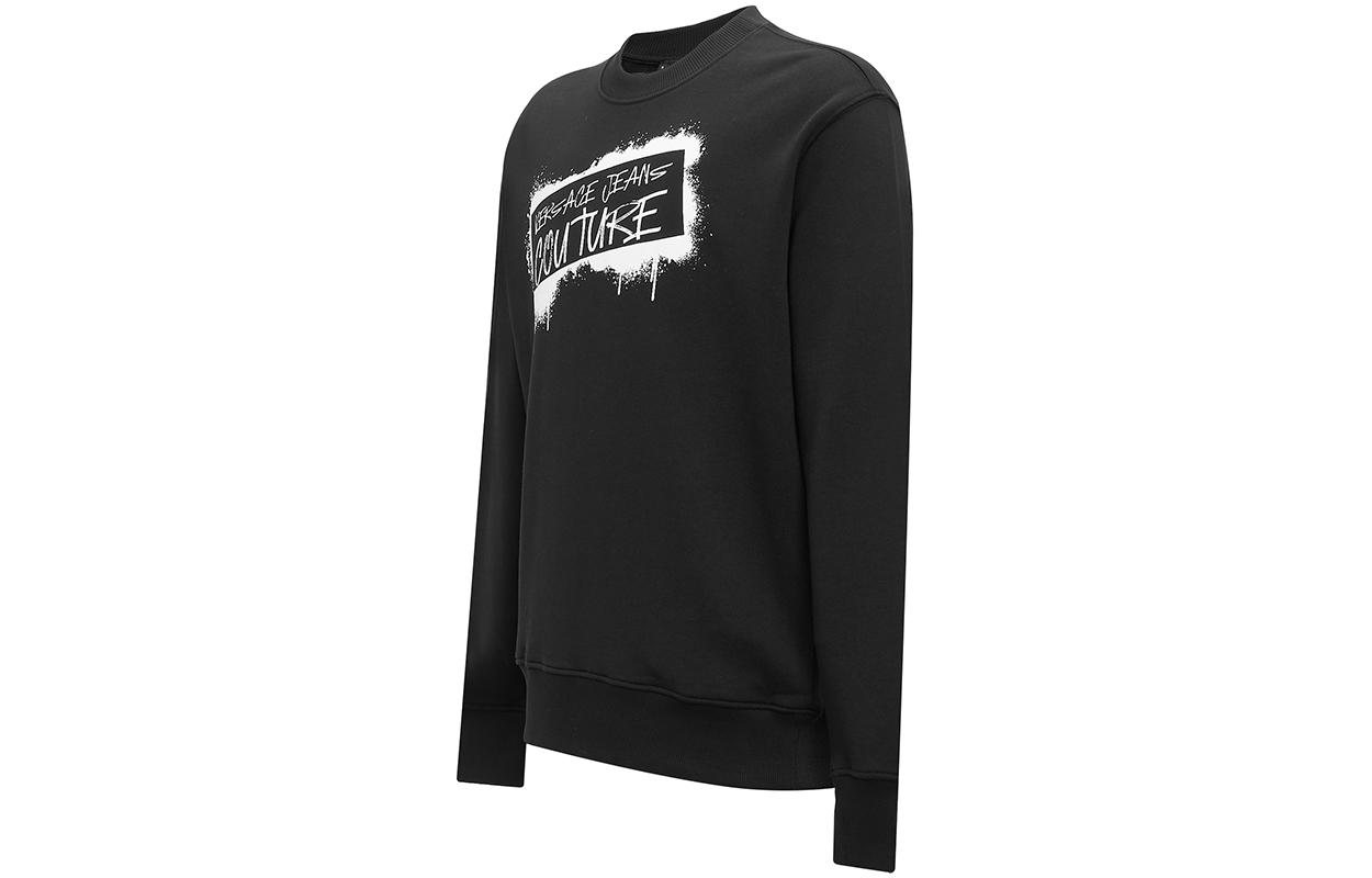 Shop ヴェルサーチ ジーンズ クチュール ロゴプリント ブラック クルーネック スウェットシャツ メンズ. 75GAIT15-CF01O-899