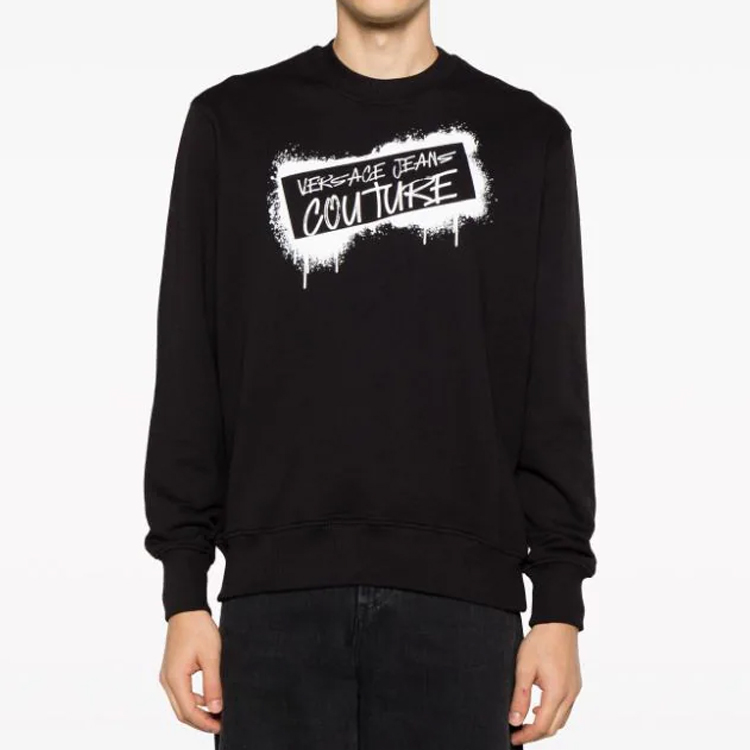 Purchase ヴェルサーチ ジーンズ クチュール ロゴプリント ブラック クルーネック スウェットシャツ メンズ. 75GAIT15-CF01O-899