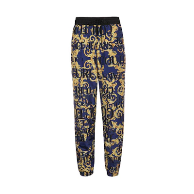 VERSACE JEANS COUTURE Logo Print Casual Pants Blue A2GVA1A8-25076-200