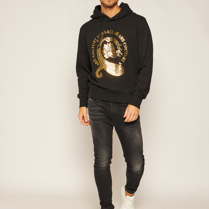 Details for VERSACE JEANS COUTURE Hoodie Logo Cetak Katun Hitam B7GZA7EC-30310-K42