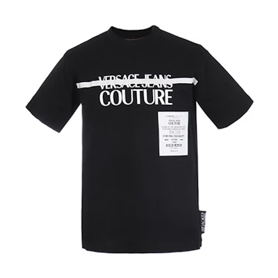 VERSACE JEANS COUTURE Logo Print Crewneck T-Shirt Black Gift Option B3GVB7TF-30319-899