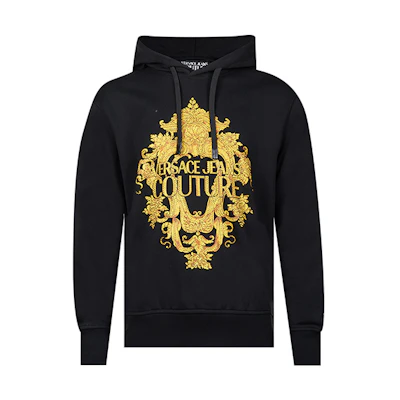VERSACE JEANS COUTURE Logo Print Pullover Sweatshirt Black Mens. 73GAIP02-CF01P-G89
