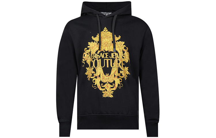Order VERSACE JEANS COUTURE 標誌印花連帽運動衫 男款 黑色 73GAIP02-CF01P-G89