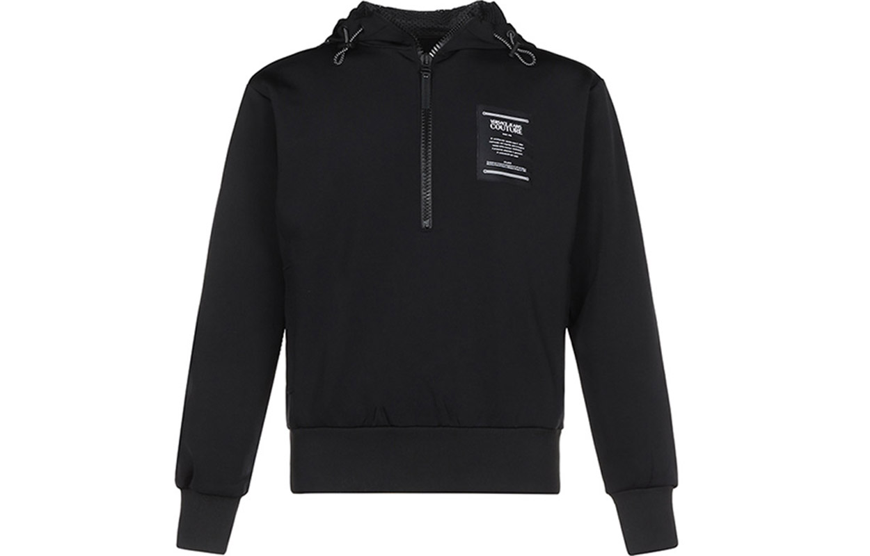 VERSACE JEANS COUTURE Logo Printed Black Hoodie B7GZA705-13985-899