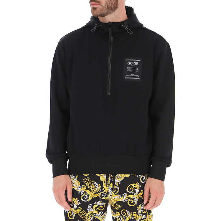 Shop VERSACE JEANS COUTURE Hoodie Hitam Logo Cetak B7GZA705-13985-899
