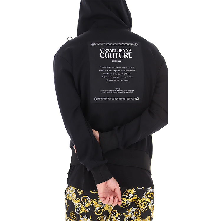 Sizing VERSACE JEANS COUTURE Hoodie Hitam Logo Cetak B7GZA705-13985-899