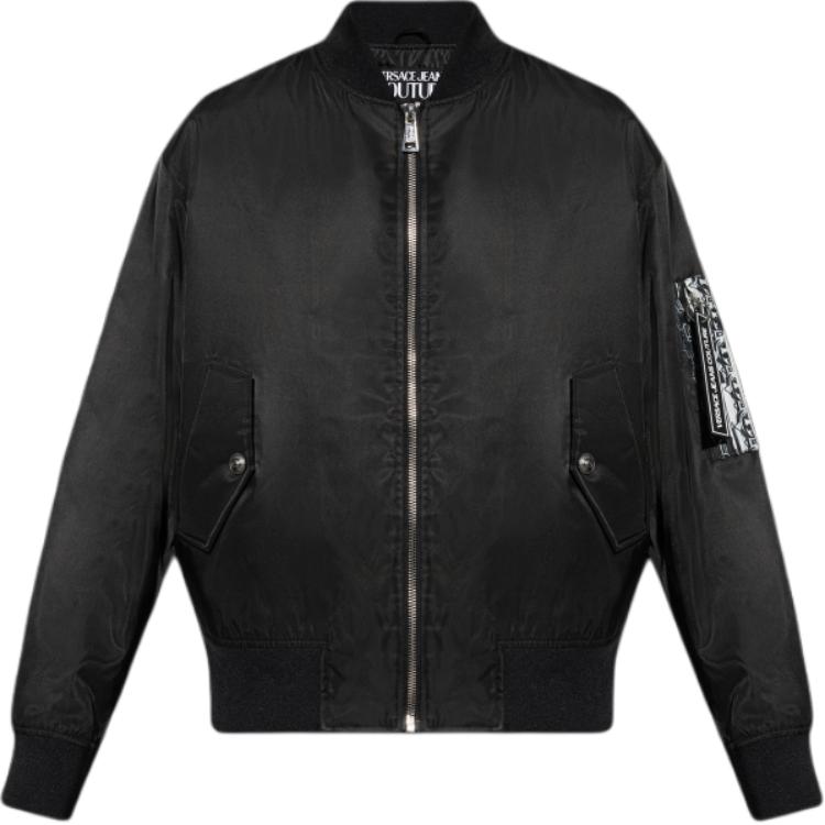Order VERSACE JEANS COUTURE Logo Zip-Up Bomber Jacket Black  Long Sleeve 77GAS405-CQD58-L01