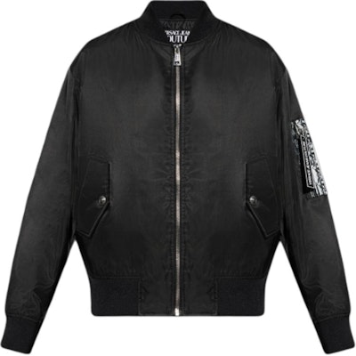 VERSACE JEANS COUTURE Logo Zip-Up Bomber Jacket Black Long Sleeve 77GAS405-CQD58-L01 Order VERSACE JEANS COUTURE Logo Zip-Up Bomber Jacket Black Long Sleeve 77GAS405-CQD58-L01