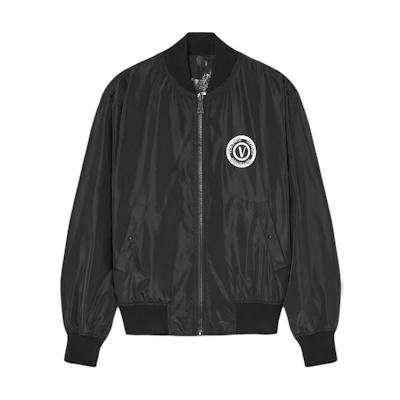 VERSACE JEANS COUTURE Logo Zip Reversible Bomber Jacket Black E76GAS407-ECQS85-E899