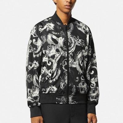 VERSACE JEANS COUTURE Logo Zip Reversible Bomber Jacket Black E76GAS407-ECQS85-E899 Details for VERSACE JEANS COUTURE Logo Zip Reversible Bomber Jacket Black E76GAS407-ECQS85-E899