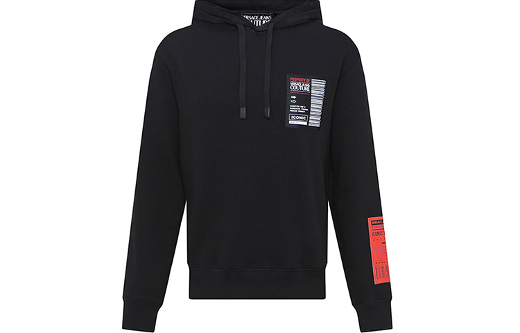 VERSACE JEANS COUTURE Loose Fit Pullover Hoodie Black. 71GAI3H7-F0002-899