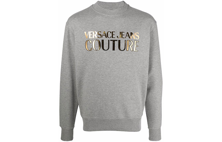 VERSACE JEANS COUTURE Metallic Logo Print Crewneck Sweatshirt Grey -  SS22. 72GAIG01-CF02G-G80