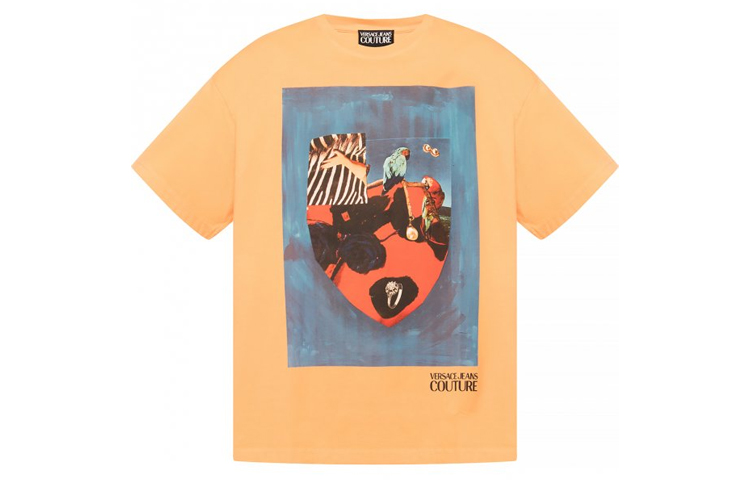 Order Versace Jeans Couture Multicolor Print T-shirt Orange B3GVA7L5-30295-602