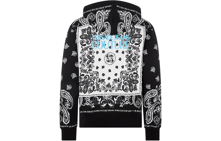 Lookbook VERSACE JEANS COUTURE 印花標誌全拉鍊連帽黑色男款長袖外套 EB7GZA7P-ME303-94