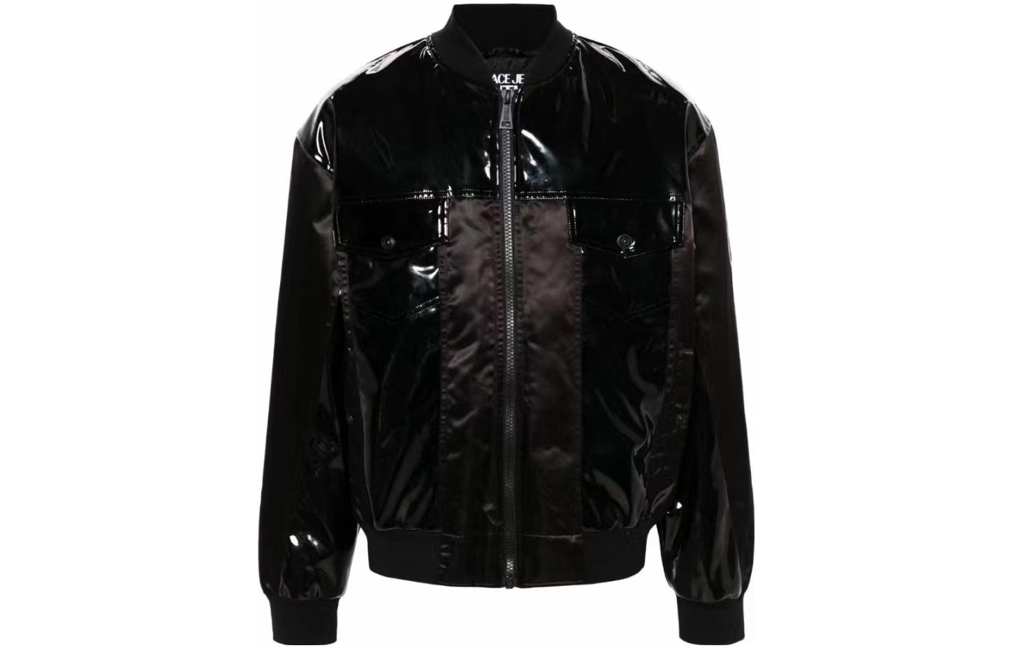 Order 베르사체 진즈 쿠튀르 패치워크 글로시 봄버 재킷 블랙 75GASD19-CQD23-899