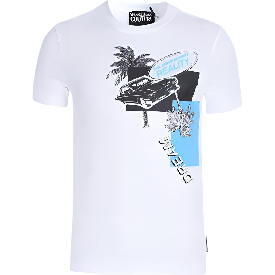 VERSACE JEANS COUTURE Printed White Crew Neck T-Shirt B3GVB7TE-30319-003