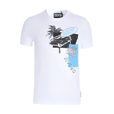VERSACE JEANS COUTURE Printed White Crew Neck T-Shirt B3GVB7TE-30319-003