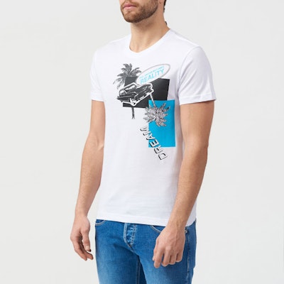 VERSACE JEANS COUTURE Printed White Crew Neck T-Shirt B3GVB7TE-30319-003 Details for VERSACE JEANS COUTURE Printed White Crew Neck T-Shirt B3GVB7TE-30319-003