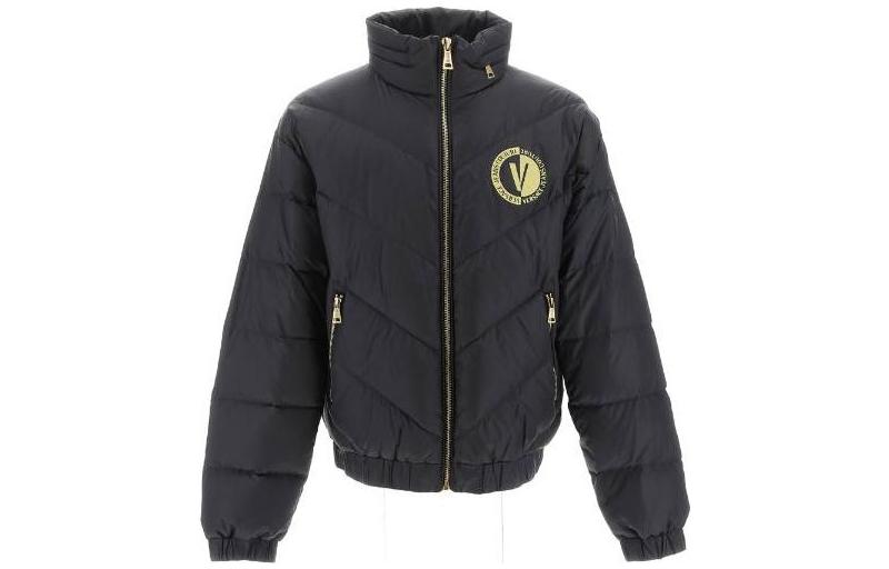 Order 베르사체 진스 꾸뛰르 퀼팅 로고 패치 집업 패딩 자켓 블랙 75GAUD05-CQN6D-899